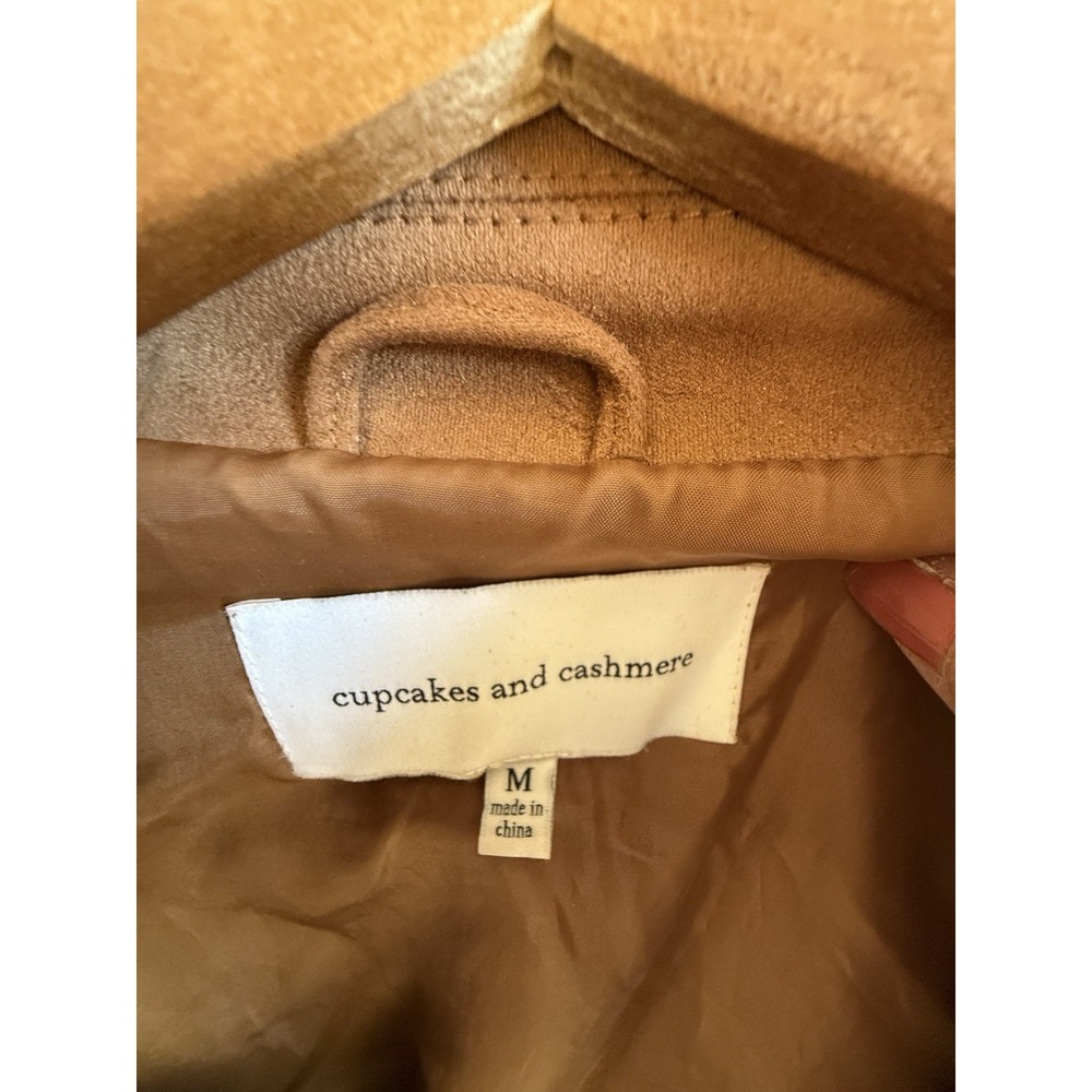 Cupcakes and Cashmere Brown Moto Jacket Womens Medium Cropped Biker Faux Suede - Picture 2 of 16